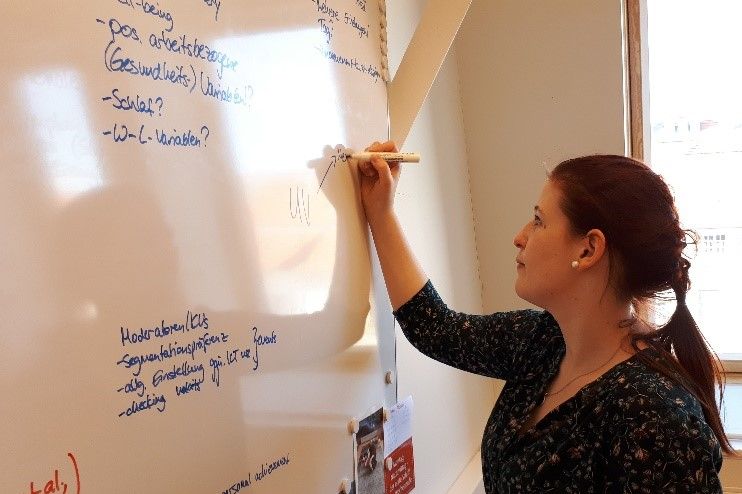 Lea Katharina Kunz schreibt an ein Whiteboard