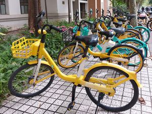 Fahrräder auf dem Campus der Tongji Universität in Shanghai